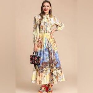 New KAIMILAN Multicolor Long Sleeve Maxi Dress‎